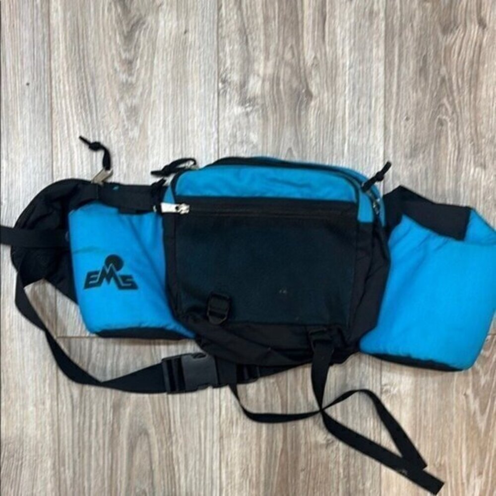 EMS Blue and Black BOTTLE LUMBER WAIST FANNY PACK Men's Bag HIKINH